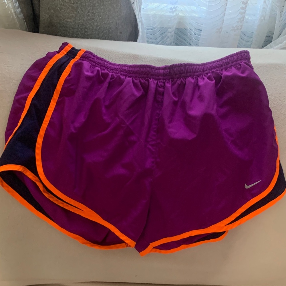Nike Women’s Purple Athletic Shorts with Orange Trim